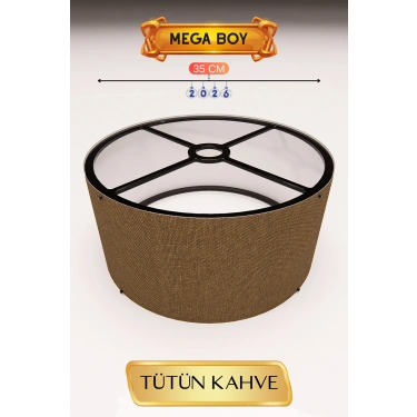 Tütün Kahve Lambader Başlığı 35 CM Mega Boy