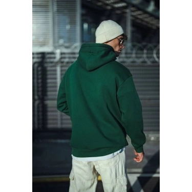 Üç İplik Penye Kapşonlu Basic SweatShirt - Haki