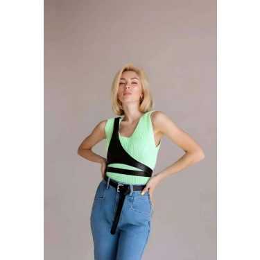 Üçgen Giysi Göğüs Kemeri, Tek Omuzdan Askılı Deri Harness - 1120