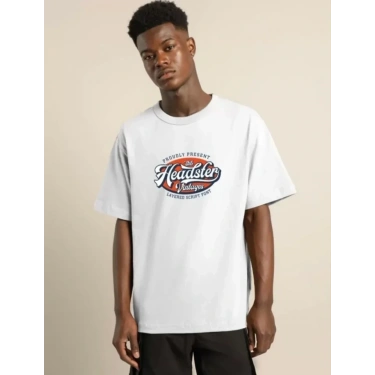Unisex Baskılı Oversize T-Shirt - Beyaz
