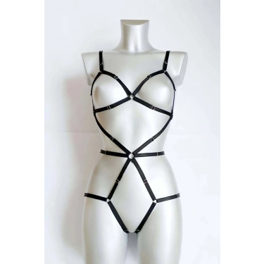 Vücudu Seksi Gösteren Lastik Harness - 371