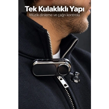 Yaka Klipsli Makaralı Bluetooth Tek Kulaklık