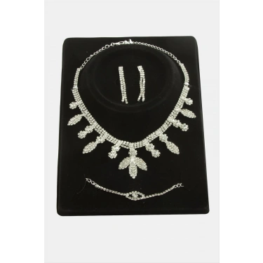 Yaprak Taşlı Lüks Set Kolye