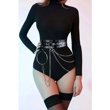 Zincirli Fantezi Deri Harness - 731