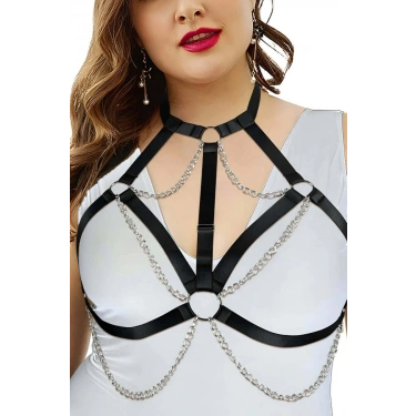 Zincirli Lastik Göğüs Harness - 818