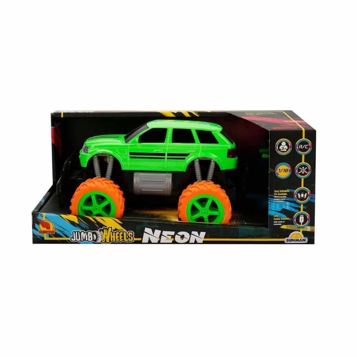 1:18 Uzaktan Kumandalı Neon Jumbo Weels USB Şarjlı Araba