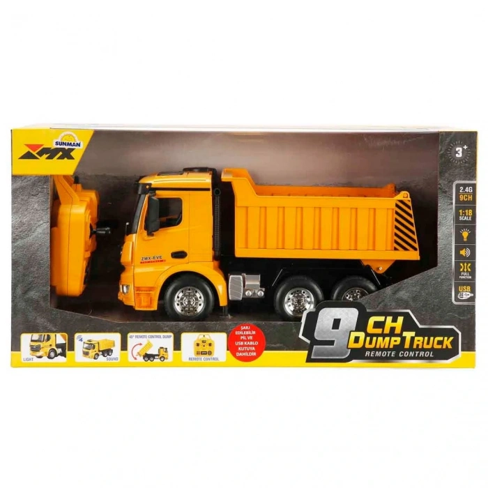 1/18 Uzaktan Kumandalı Sesli ve Işıklı Damperli Kamyon F/F