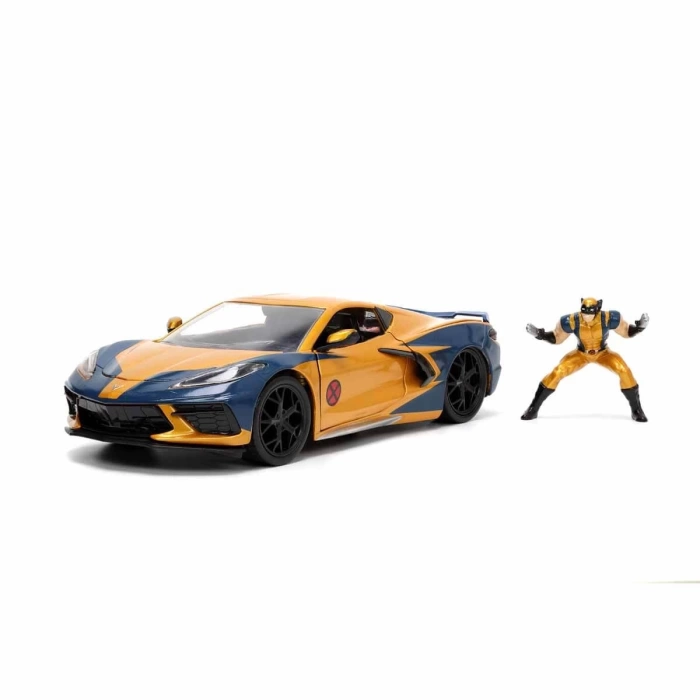 1:24 2020 Chevrolet Corvette Stingray Model Araba ve Wolverine Figür