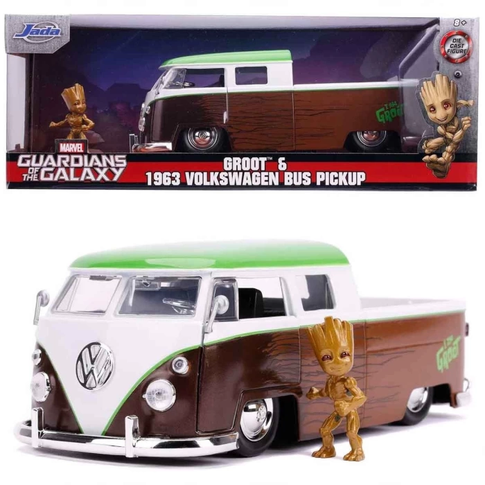 1:24 Jada 1963 Bus Pickup ve Marvel Groot Figürlü Set