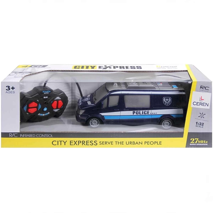 1:32 City Express Kumandalı 27 Mhz Pilli Polis Minibüsü