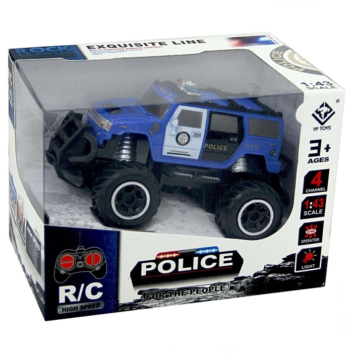 1:43 Uzaktan Kumandalı Işıklı Mini Polis Jeep 12 cm