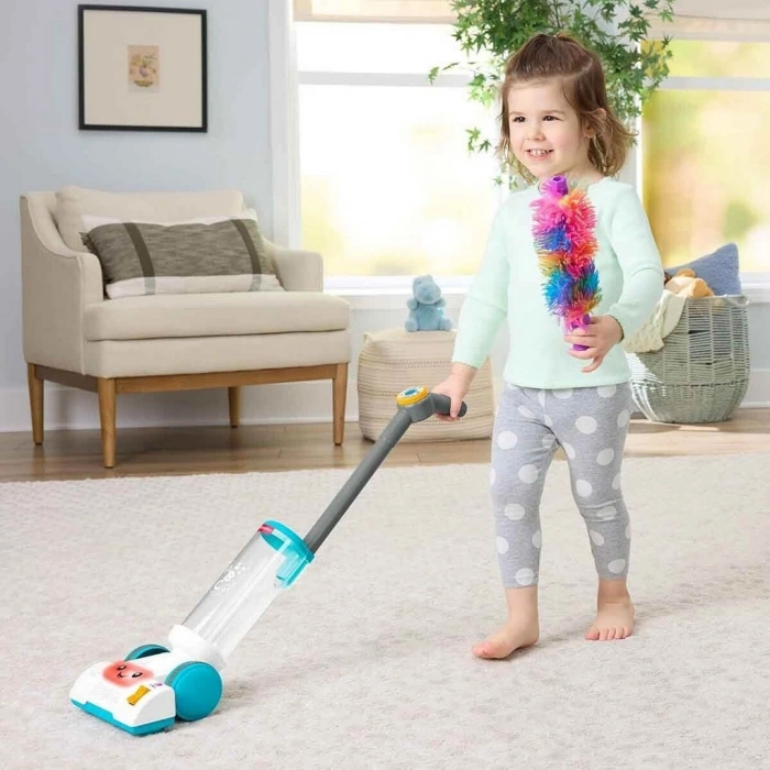 2in1 Fisher Price Sesli ve Işıklı Eğlen ve Öğren Süpürge JMM35