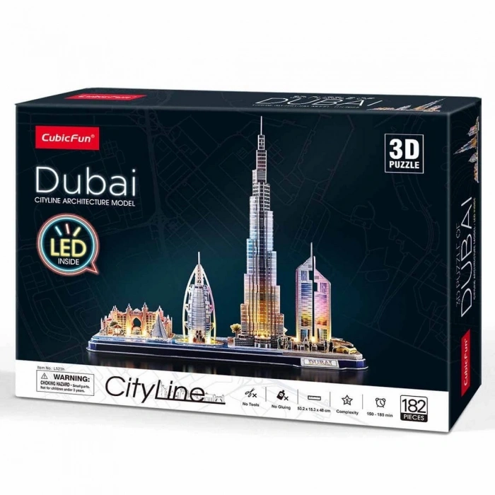 182 Parça 3D Puzzle: Dubai Led Işıklı