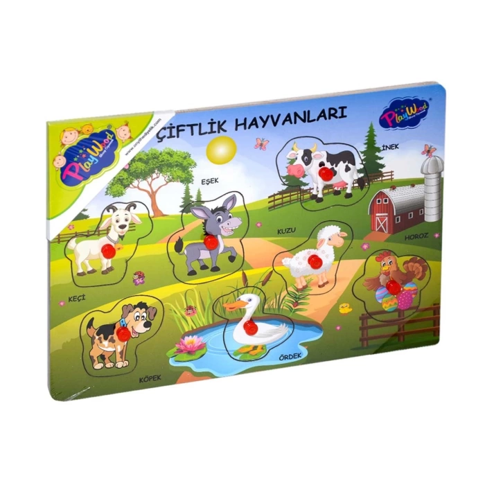 Ahşap Tutmalı Çiftlik - Kümes - Sevimli Hayvanlar Puzzle