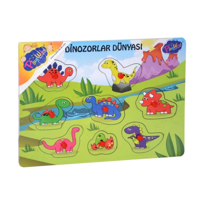 Ahşap Tutmalı Dinozorlar Dünyası Puzzle