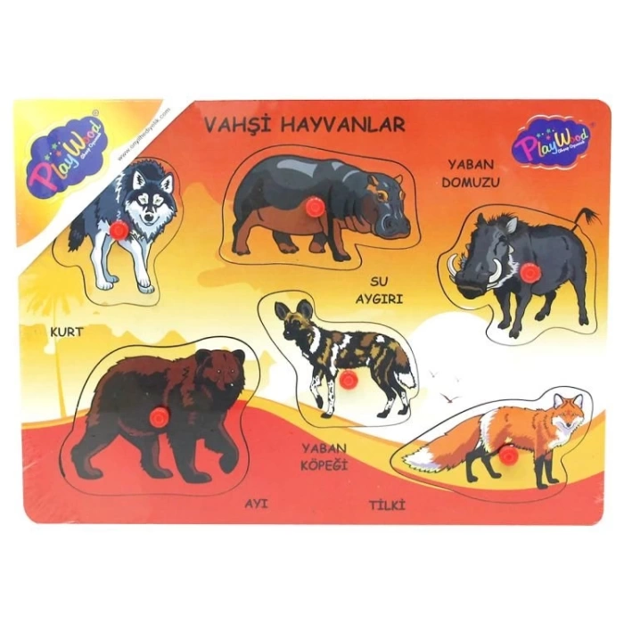 Ahşap Tutmalı Vahşi Hayvanlar Puzzle