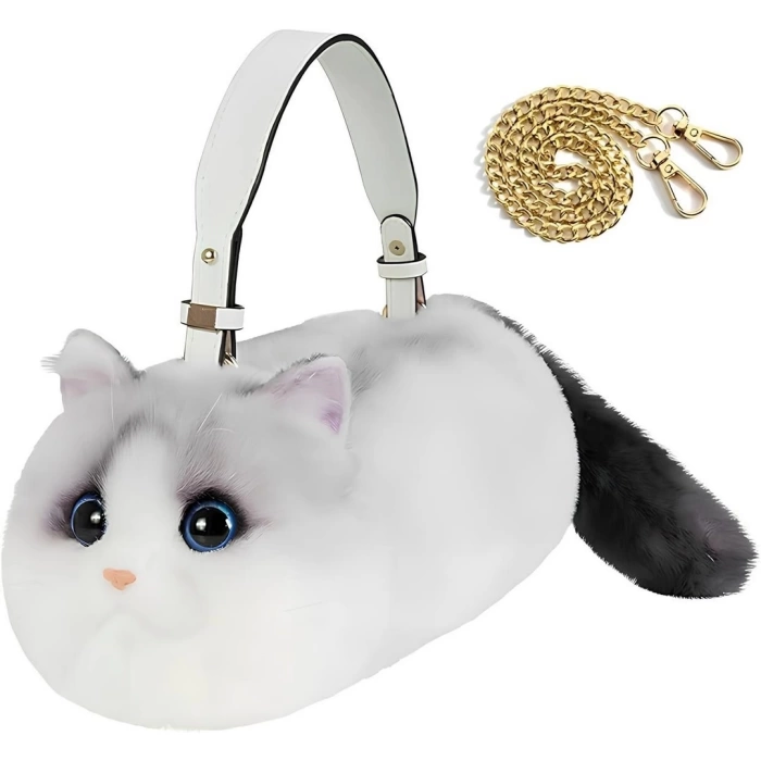 B&D Kedi El Çantası Kirli Beyaz