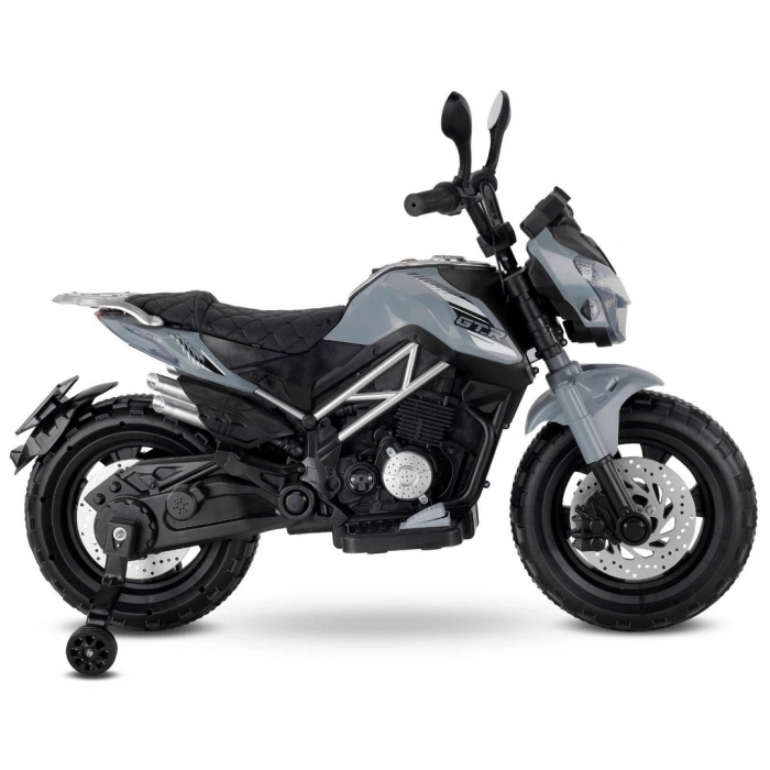 Babyhope 447 Motocross Akülü Motorsiklet 12V Gri