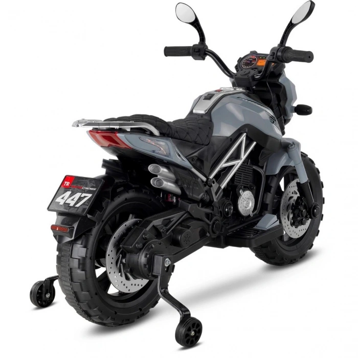 Babyhope 447 Motocross Akülü Motorsiklet 12V Gri