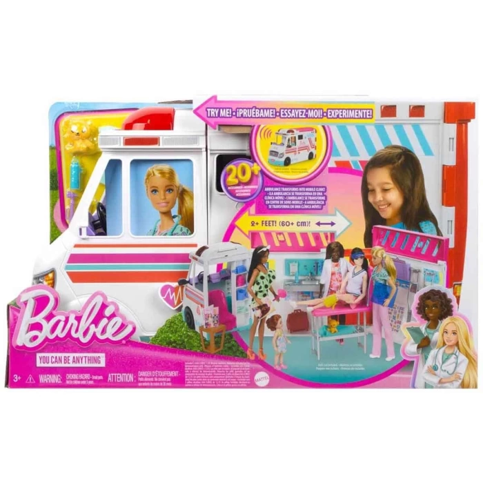 Barbie Dönüşen Ambulans ve Klinik Oyun Seti HKT79