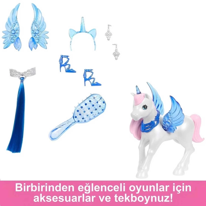 Barbie Mavi Saçlı Prenses Bebek HRR16