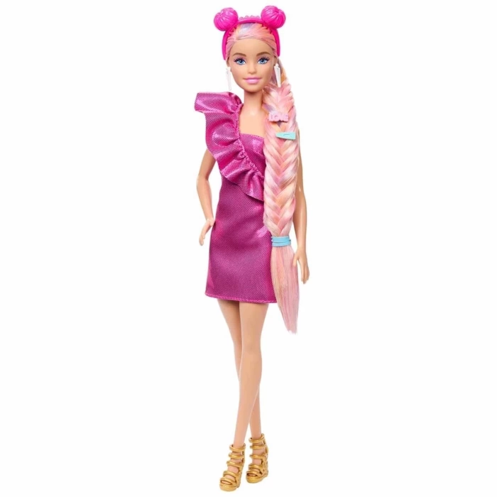 Barbie Upuzun Muhteşem Saçlı Bebekler Pembe Saçlı Bebek JDC85