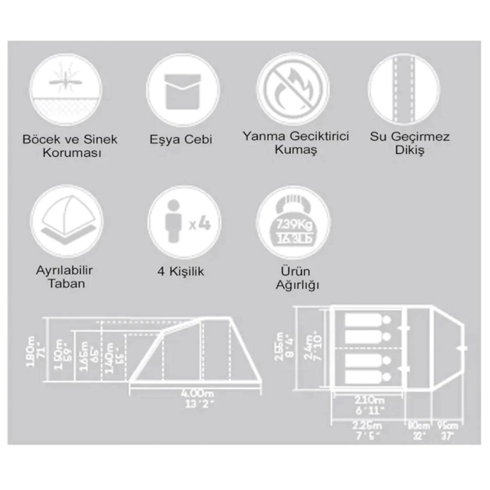 Bestway Pavillo 68092 Family Dome 4 Kişilik Çadır