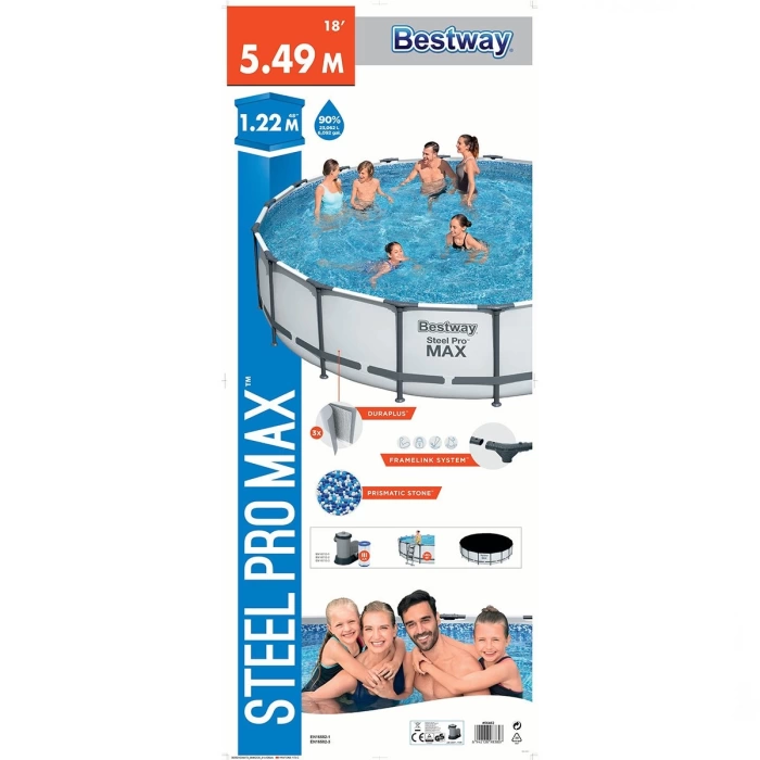 Bestway Steel Pro Büyük Aile Yüzme Havuzu 549 x 122 cm 56462