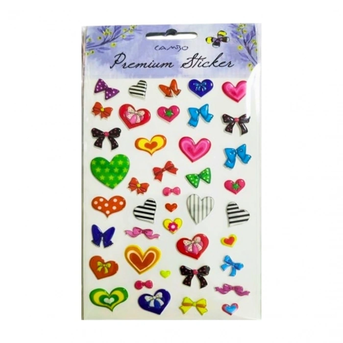 Bu-Bu Puf Stickers Papyonlu Kalp
