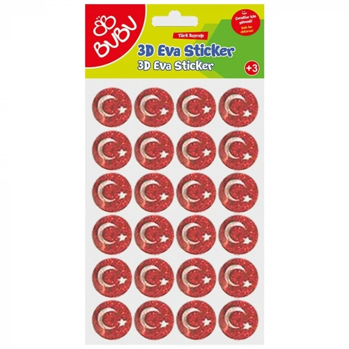 Bu-Bu Simli Eva Sticker Ay Ve Yıldız 24lü Sticker