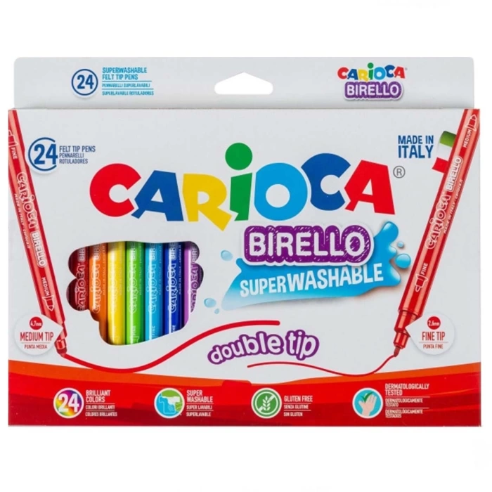Carioca Birello Çift taraflı Süper Yıkanabilir Keçeli Kalem 24lü