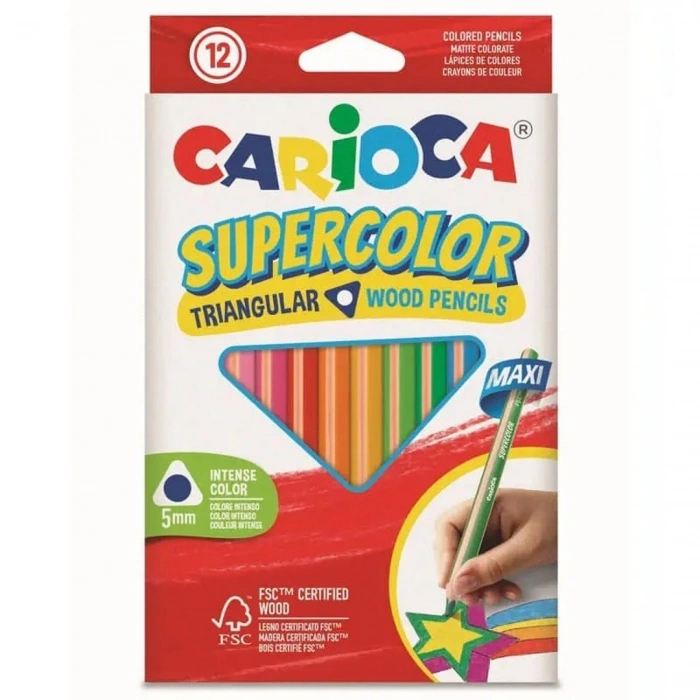 Carioca Supercolor Maxi Üçgen Kuru Boya Kalemi 12 Renk