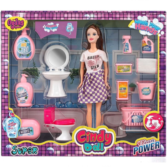 Cindy Doll Bebekli Lavabo ve Temizlik Seti 02452