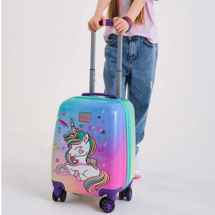 Coral High Kids Lavanta Su Yeşili Unicorn Desenli Çocuk Valizi 16701