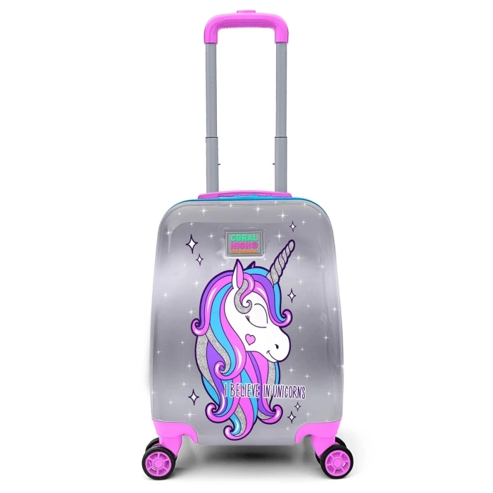 Coral High Kids Pembe Gümüş Unicorn Desenli Çocuk Valizi 16728