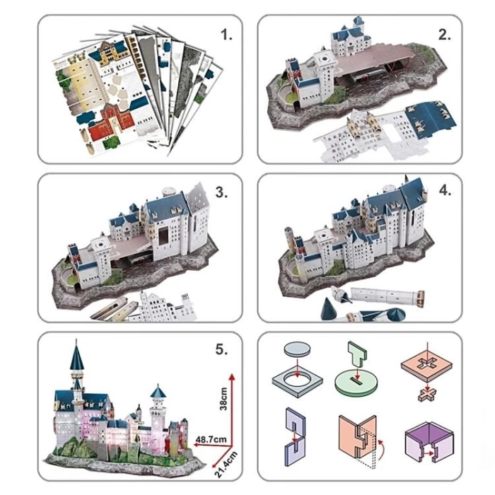 CubicFun Neuschwanstein Kalesi Led Işıklı 3D Puzzle