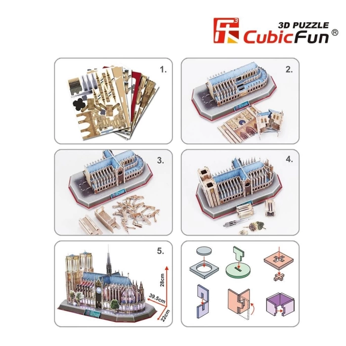 CubicFun Notre Dame Paris 3D Puzzle 149 Parça LED Işıklı