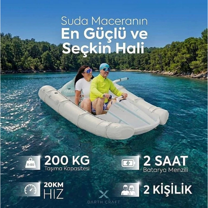 Darth Craft E210-BL Katlanabilir Elektrikli Şişme Bot - Yetişkin Modeli