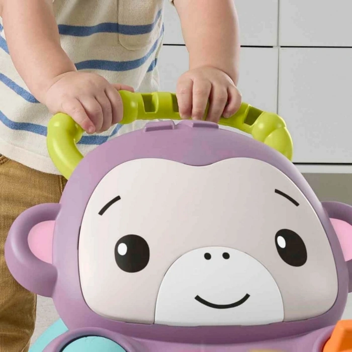 Fisher Price Sesli ve Işıklı Benimle Öğren Mor Maymun Yürüteç