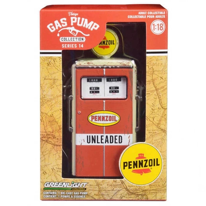 Greenlight 1:18 Vintage Gas Pumps Pennzoil Series 14