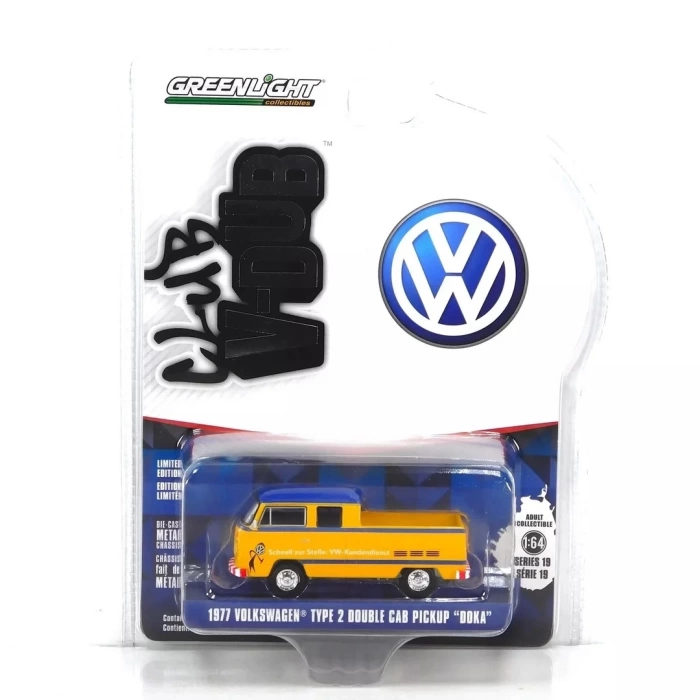 Greenlight 1/64 Club Vee-Dub Series 19- 1977 Volkswagen Type 2 Double Cab Pickup “Doka”