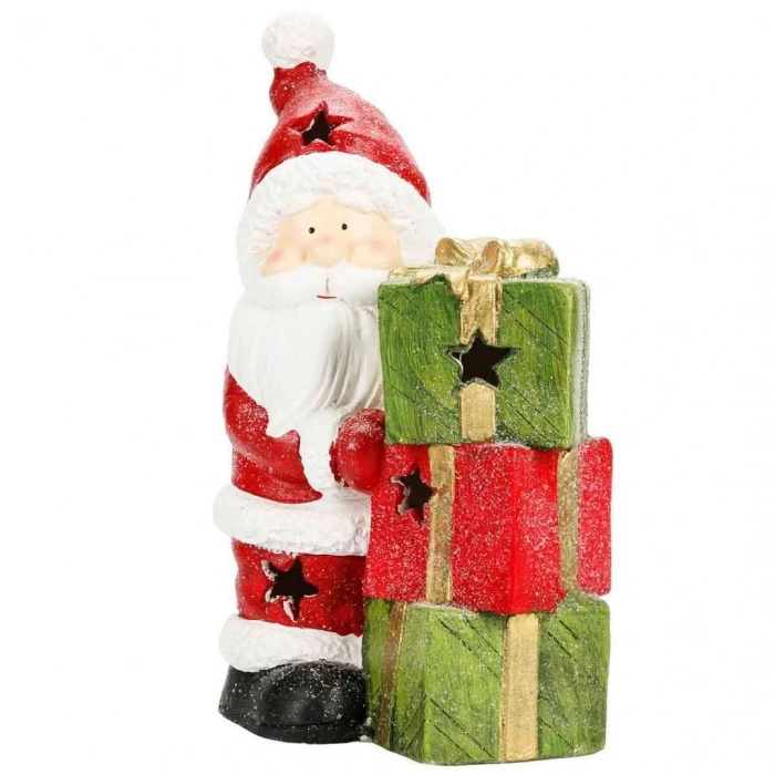 Hediye Kutusu Taşıyan Noel Baba Dekoratif Biblo 40 cm