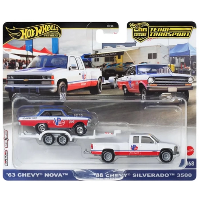 Hot Wheels Team Transport 63 Nova 88 Chevy Silverado 3500 HRV42