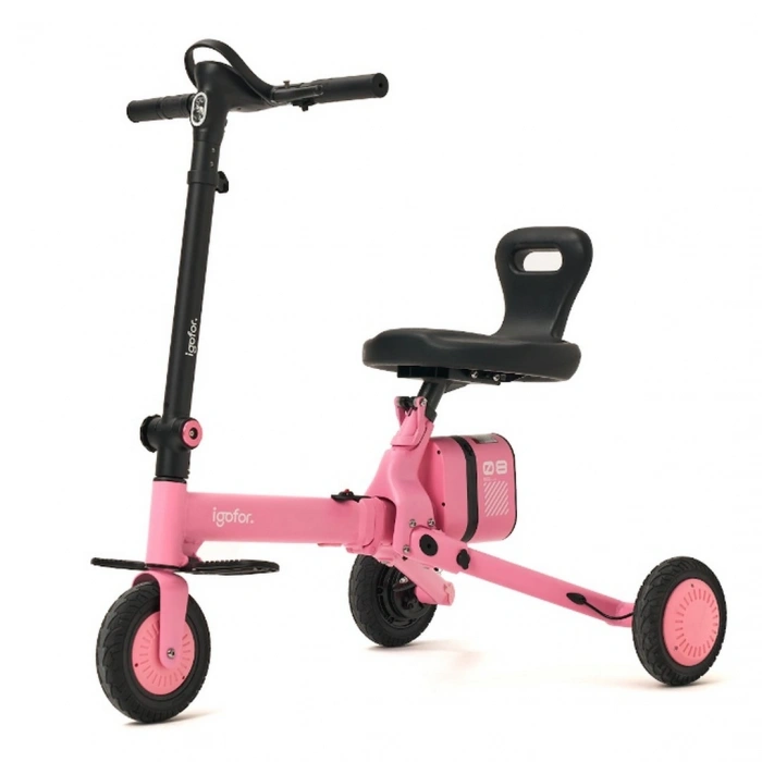 Igofor 3 Tekerlekli Katlanabilir Elektrikli Oturulabilir Scooter Pembe