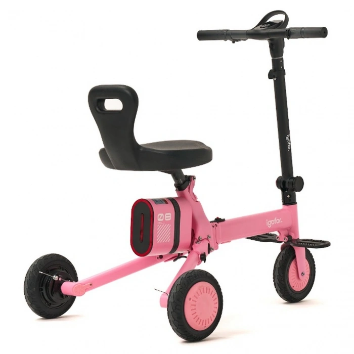 Igofor 3 Tekerlekli Katlanabilir Elektrikli Oturulabilir Scooter Pembe