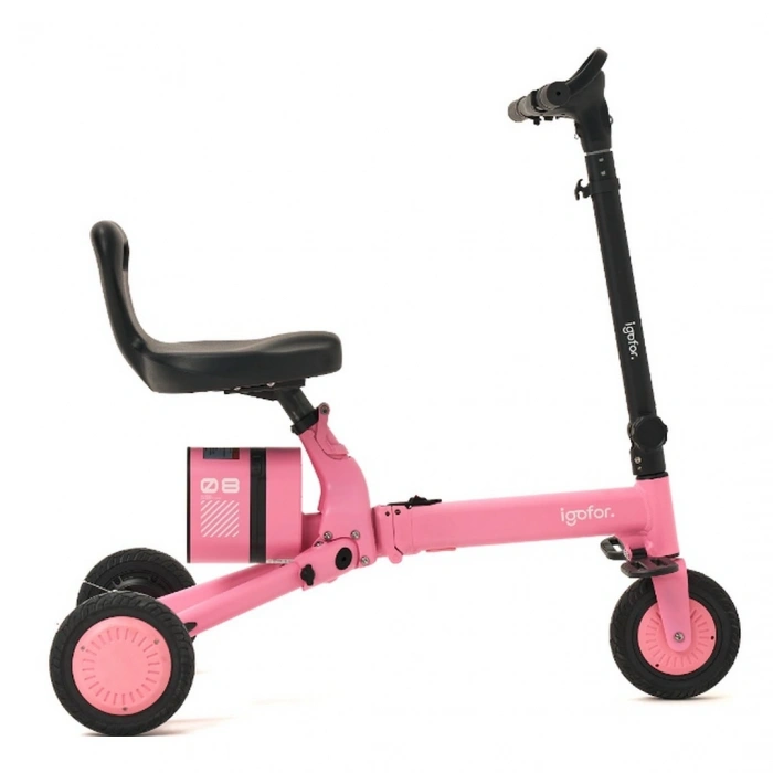 Igofor 3 Tekerlekli Katlanabilir Elektrikli Oturulabilir Scooter Pembe