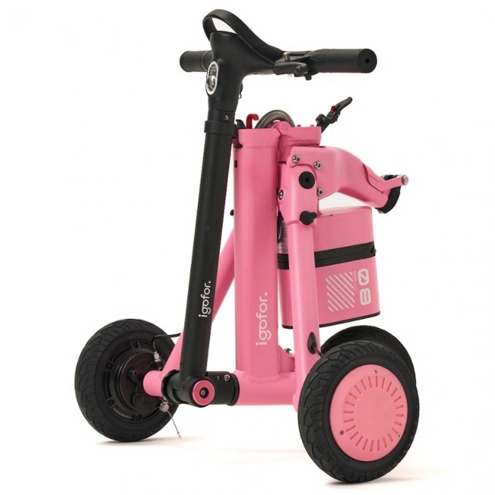 Igofor 3 Tekerlekli Katlanabilir Elektrikli Oturulabilir Scooter Pembe