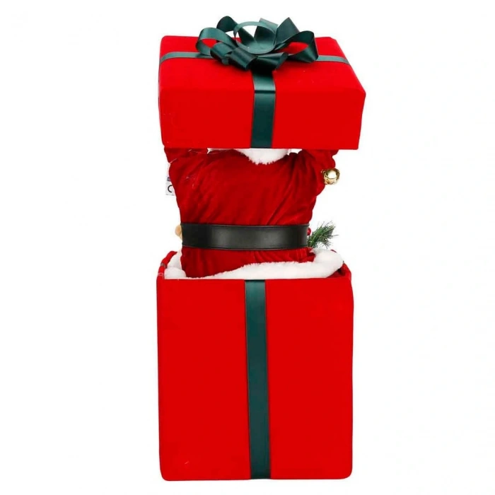 Işıklı Noel Baba Figürlü Dekoratif Hediye Kutusu 59 cm