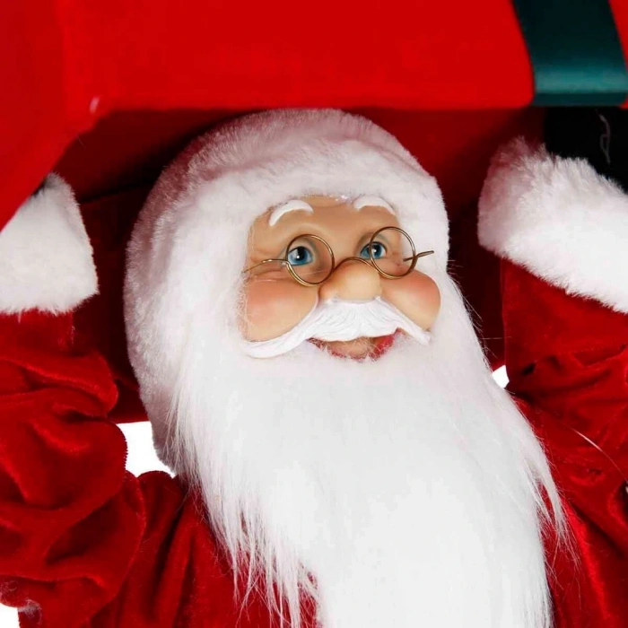 Işıklı Noel Baba Figürlü Dekoratif Hediye Kutusu 59 cm