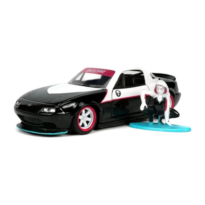 Jada 1:32 Ghost Spider ve 1990 Mazda Miata Koleksiyon Oyuncak Araba